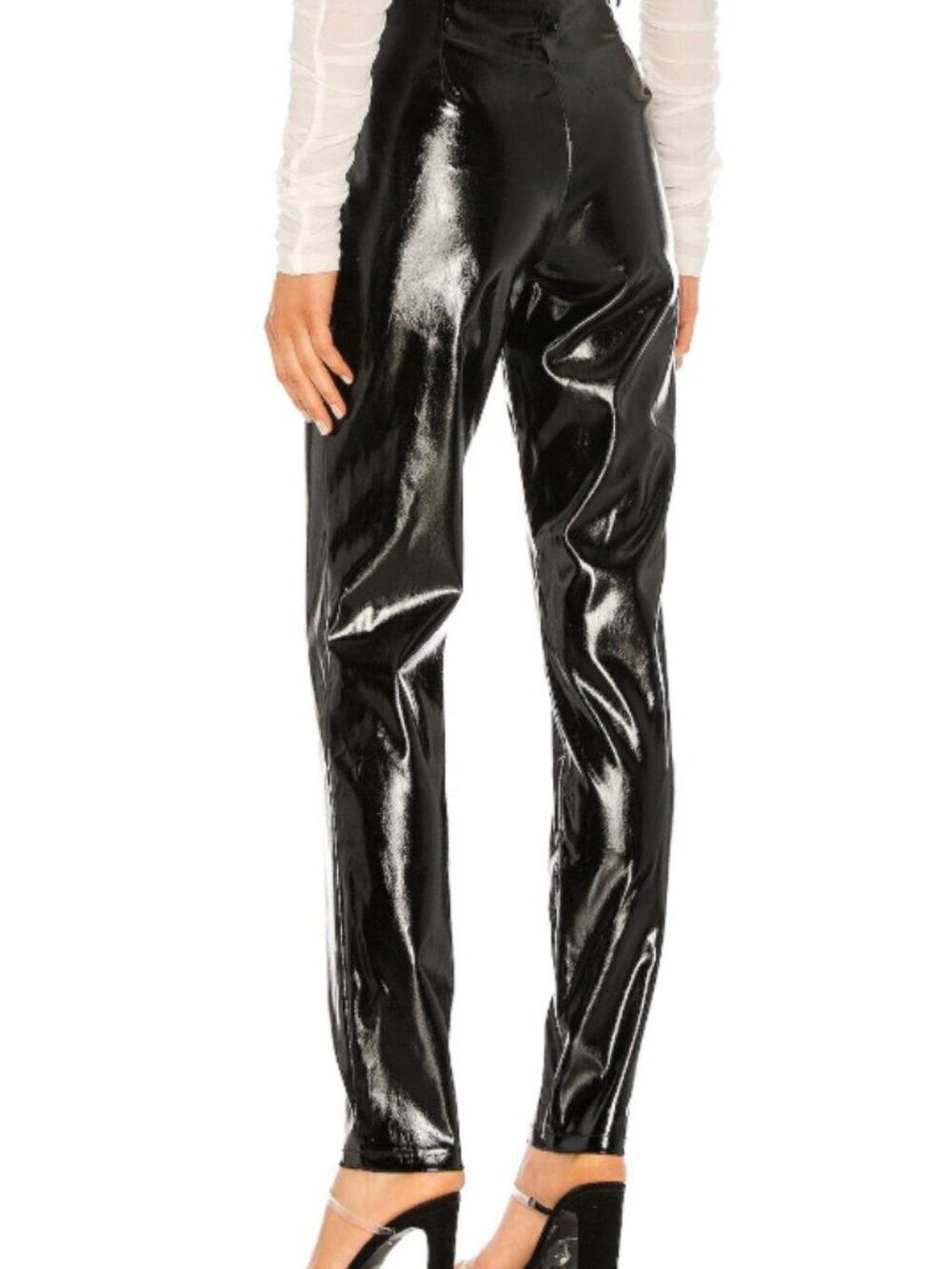 I.AM.GIA Nikole Faux Patent Leather Pants Black Women's Size M High Rise Party - Picture 3 of 13